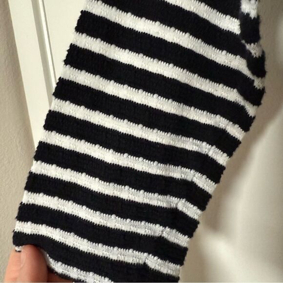 Free People Top Womens Size M Cropped Striped Ribbed 3/4 Sleeve Stretch Nautical - Picture 3 of 10